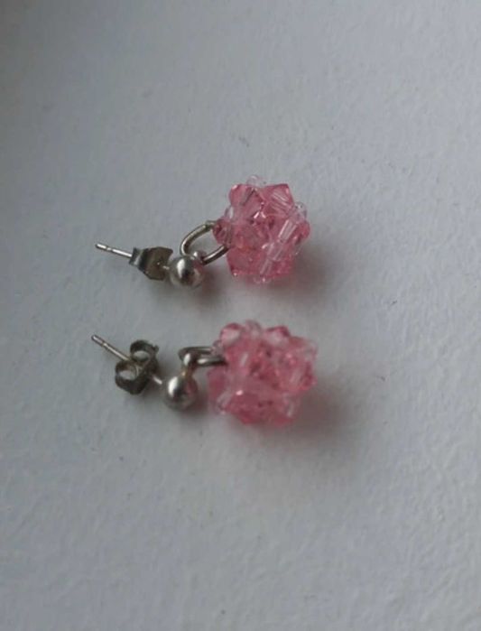 Conjunto anel, brincos e fio cruz ROSA