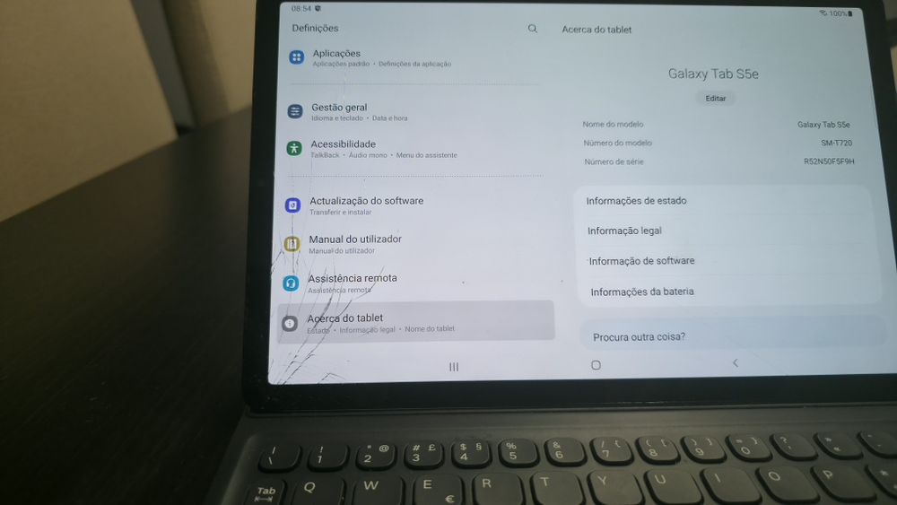 Vendo Samsung tab S5e ecrã partido
