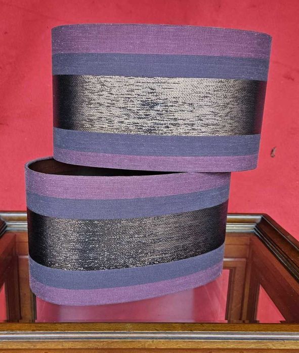 Abajour oval - roxo e prateado