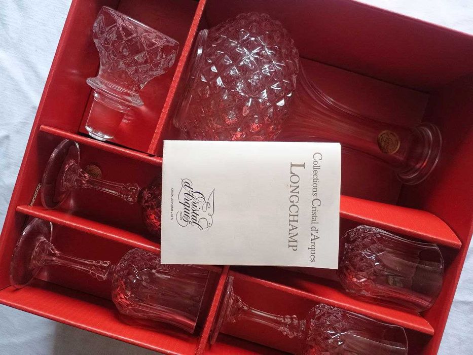 Garrafa e cálices de licor Cristal d'Arques Longchamp