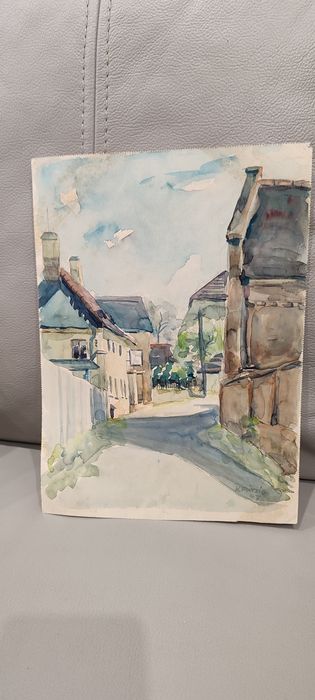 Stara akwarela dwustronna