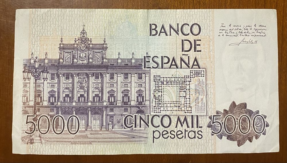 Nota 1562 - ESPANHA 5000 Pesetas