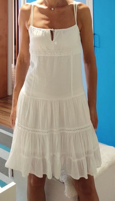 Vestido algodão branco praia