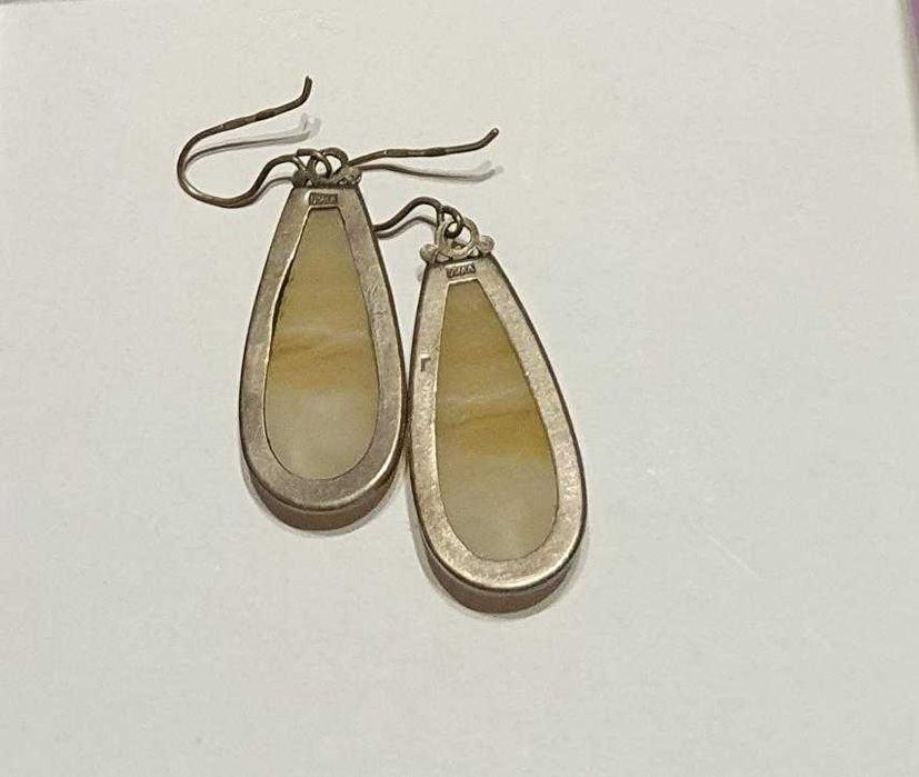 Серьги серебро 916 проба звезда , Урал , Вставка природный агат .