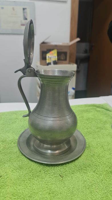 Conjunto de chá/ café  com  10 peças em Estanho