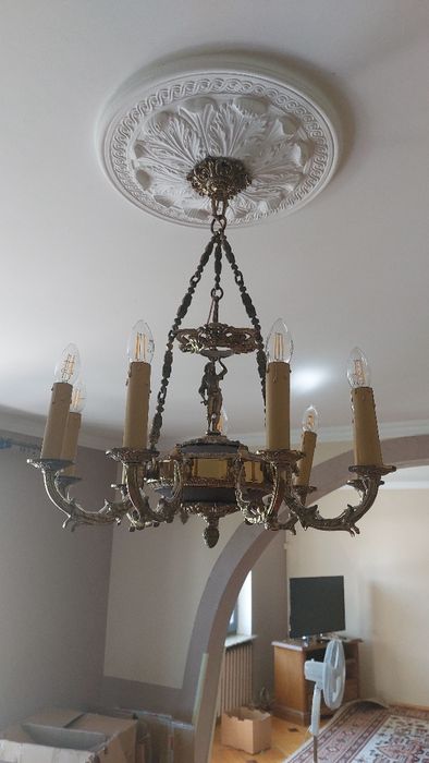 Żyrandol mosiężny, mosiądz,  kinkiet mosiężny