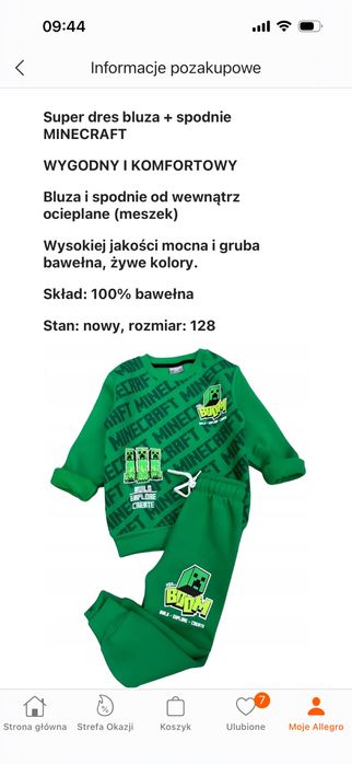 Komplet dresow Minecraft