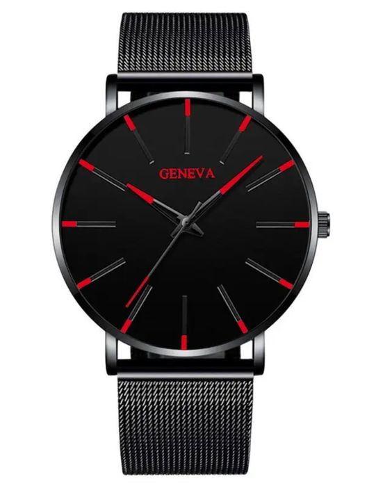 Elegancki zegarek czarno-czerwony wspaniały prezent na Walentynki