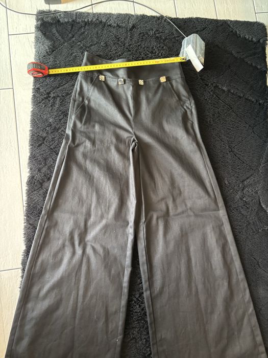 Spodnie leg wide czarne xs eleganckie, złote guziki