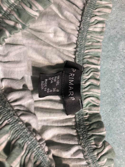 Bluzka bez ramion miętowo biała