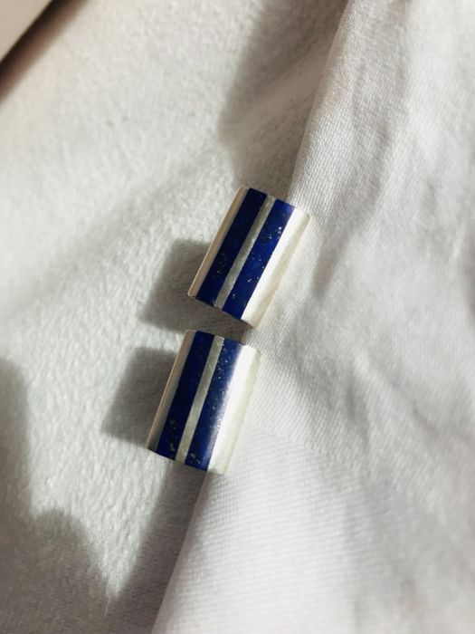 Srebrne spinki z lapis lazuri