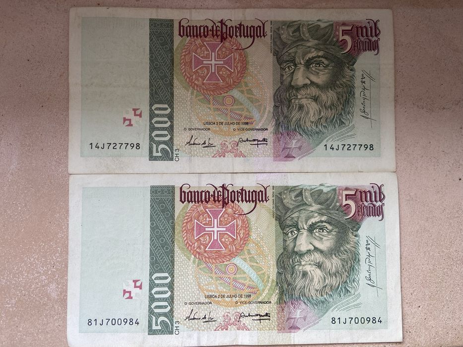 2 Notas 5000 Escudos 1998