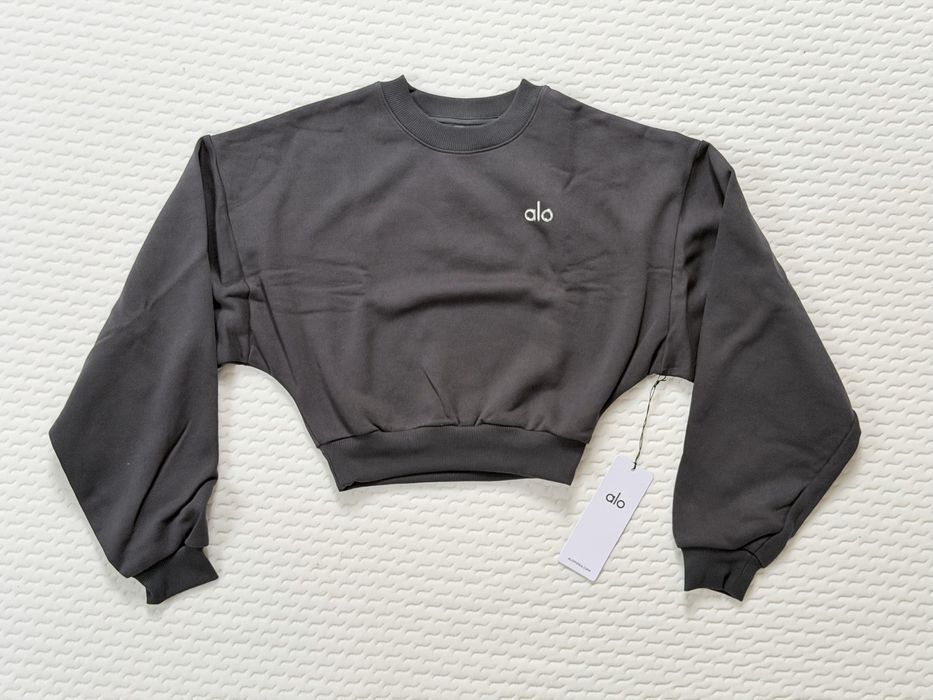 Оригінальна кофта Alo Yoga Cropped Accolade Crewneck • Anthracite • S