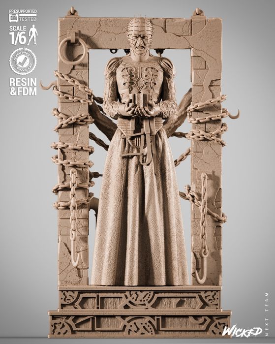 Kolekcjonerska figurka 3D 16K Pinhead 1/6 szara niemalowana żywica
