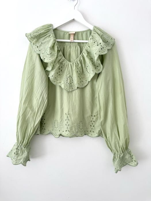 H&M haftowana bluzka z falbanami Boho