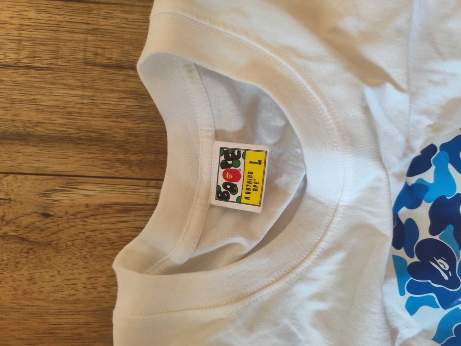 Koszulka bape biało-niebieska