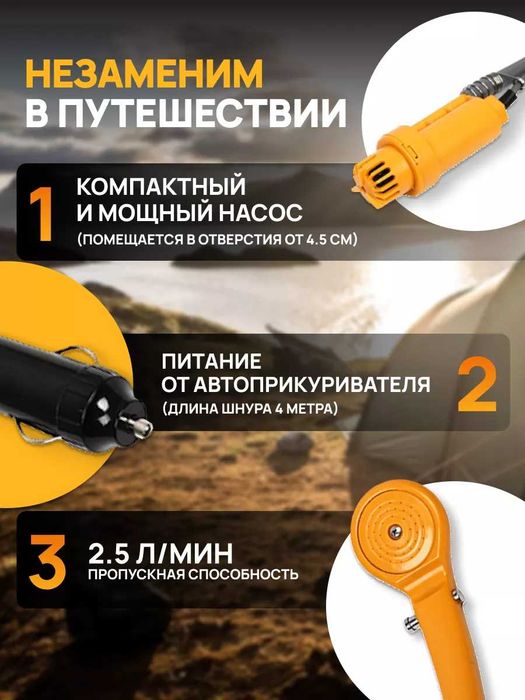 Автомобильный душ от прикуривателя Automobile Shower Set 12 В