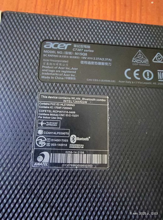 Нетбук Acer c738t