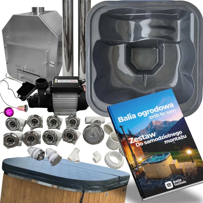 BALIA DO SAMODZIELNEGO MONTAŻU Z PIECEM HYDROMASAŻEM | Zrób to sam DIY bania ogrodowa | Wkład kwadrat 203x203 Zrob jacuzzi zestaw balii majsterkowicza