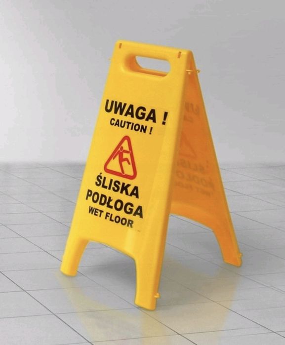 Tabliczka uwaga mokra, śliska podłoga 4szt.