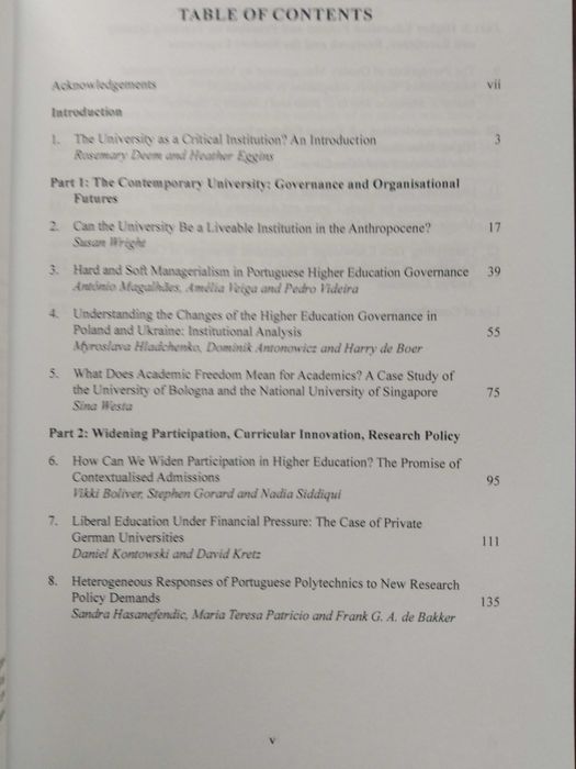 The University as a Critical Instituitons?