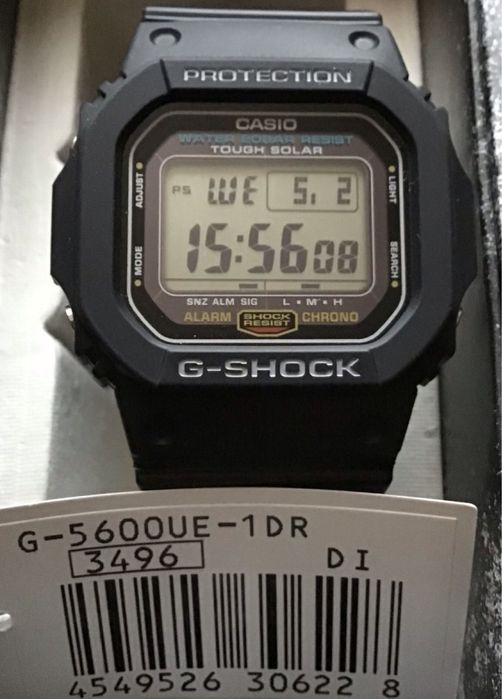 Годинник Casio G-Shock The Origin G-5600UE-1DR на сонячній батареї!