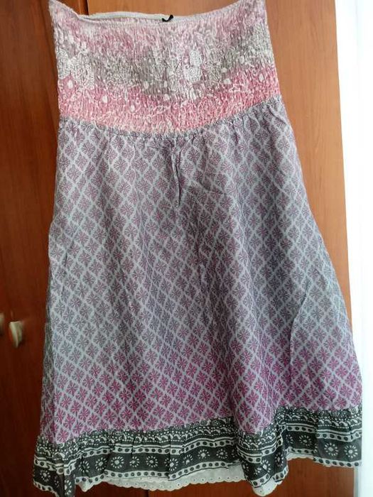 Sukienka ombre midi letnia plażowa falbanka bawełna Bershka S 34