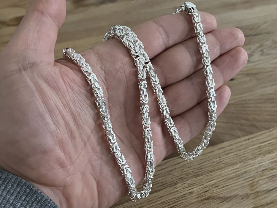 Srebrny męski łańcuszek Splot Królewski 60 cm 51 g