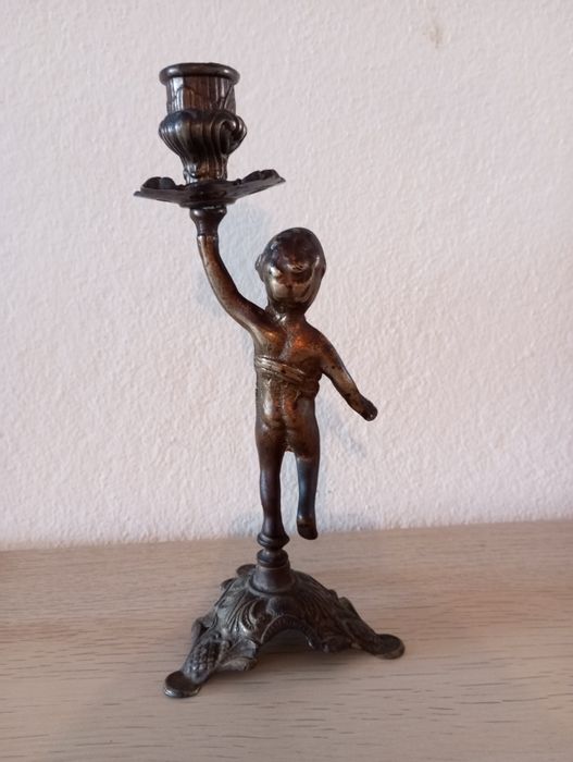 Castiçal Porta Velas em Bronze Vintage