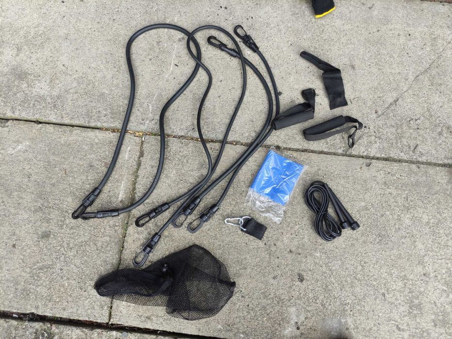 Zestaw Gum oporowych 4 sztuki linki uchwyt drążek skakanka pas