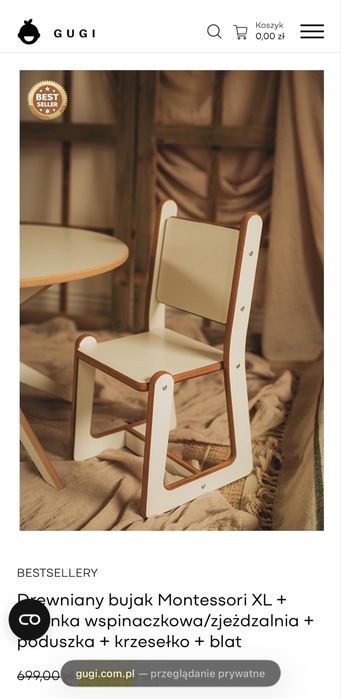 Drewniany bujak Montessori XL