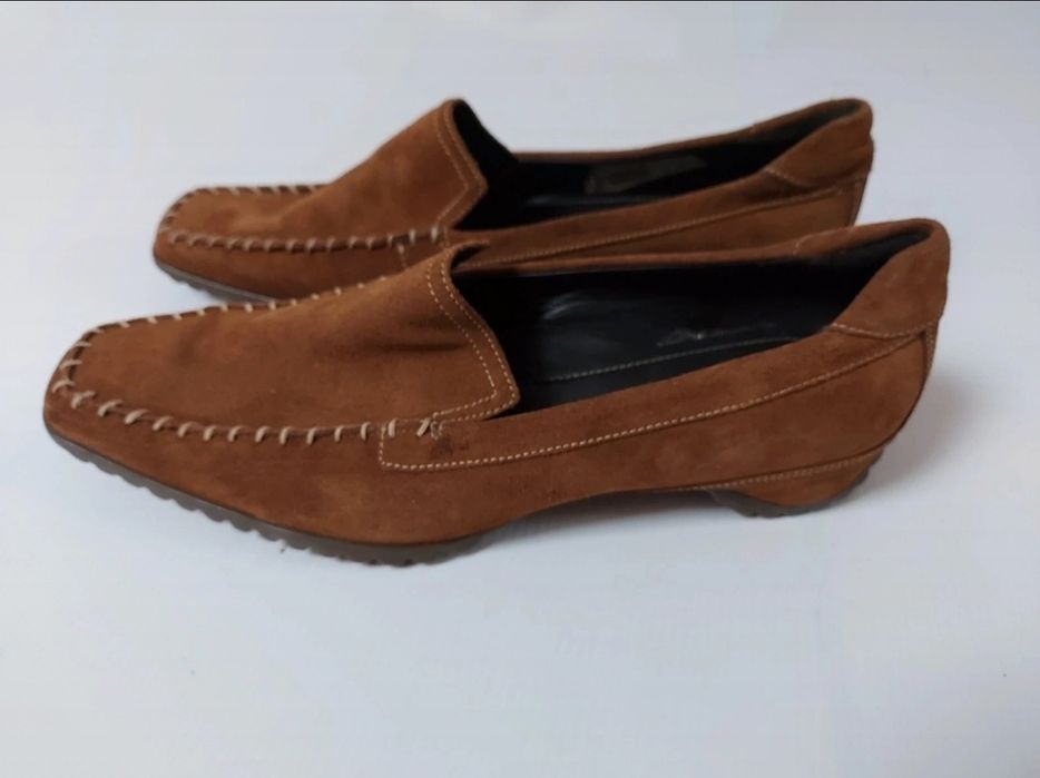 Brązowe mokasyny ze skóry zamszowej Ecco 37 wkładka 25,5 cm