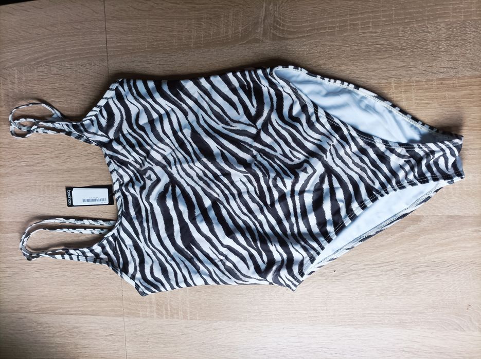 Strój kąpielowy M, zebra, w biało czarne pasy