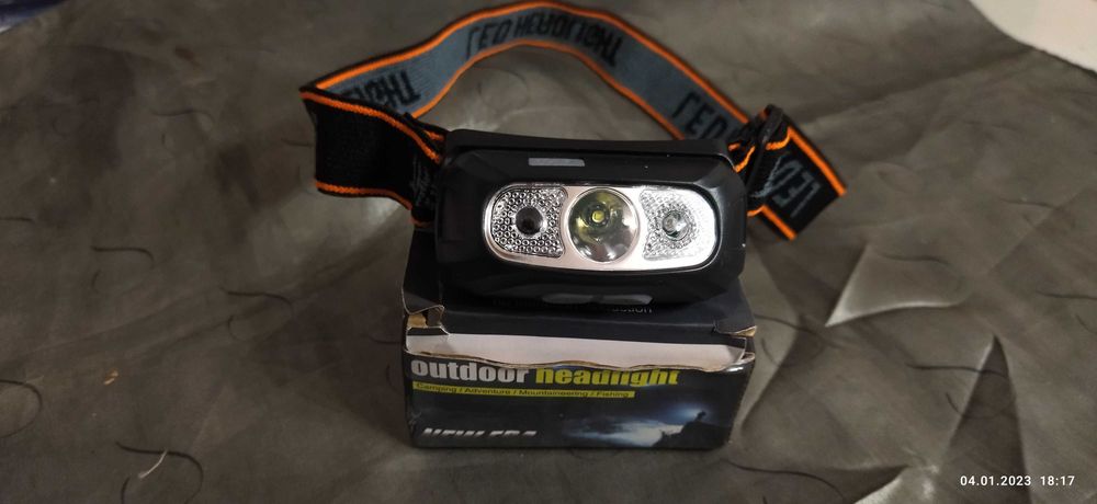 Ліхтар налобний акумулятор. світлодіодний з датчиком руху