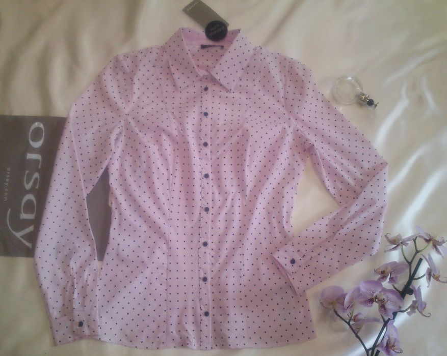 НОВАЯ рубашка с длинным рукавом Orsay. Нежно-розовая ХЛОПКОВАЯ блузка