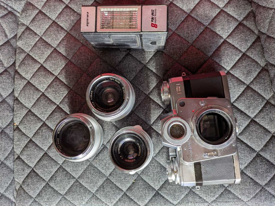 Rara Zeiss Ikon Contarex Bullseye + 3 Lentes (Para Restauro/Peças)