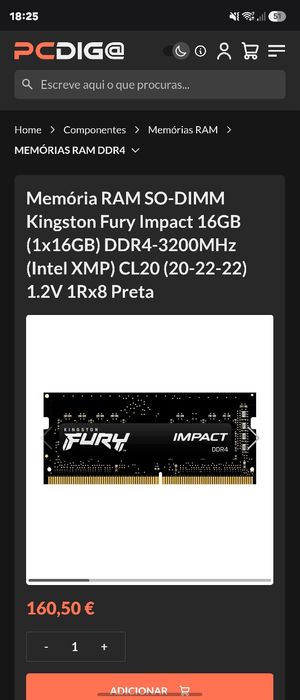 Kingston Fury Impact 16GB DDR4-3200MHz CL20 (Intel XMP) RAM SO-DIMM