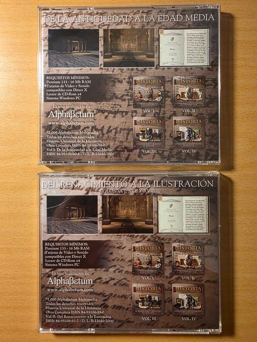 2 CD-ROMs da "Historia Universal de la Literatura"