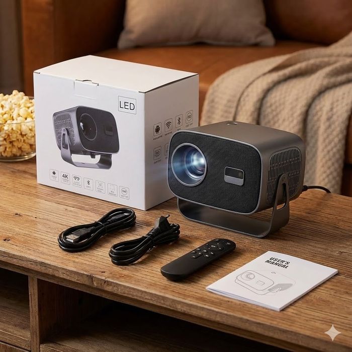 Портативный смарт-проектор V8 4K на Android 11 с Wi-Fi  и Bluetooth