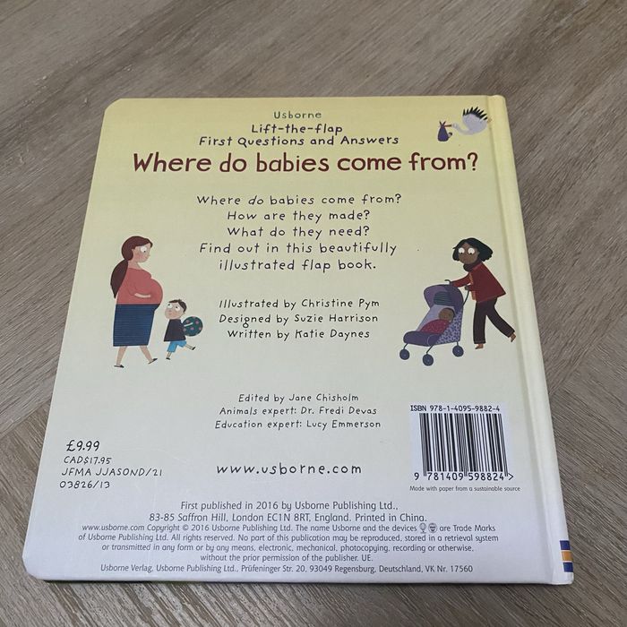 Książka anglojęzyczna z okienkami Where do babies come from?