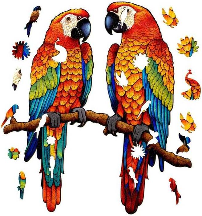 Puzzle Drewniane PAPUGA z drewnianym pudełkiem 18x20 cm 80 elem. C199