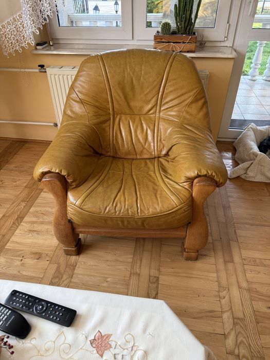 Komplet wypoczynkowy skórzany zestaw mebli