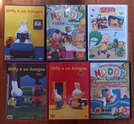 Lote 6 DVD Noddy, Ruca e Miffy