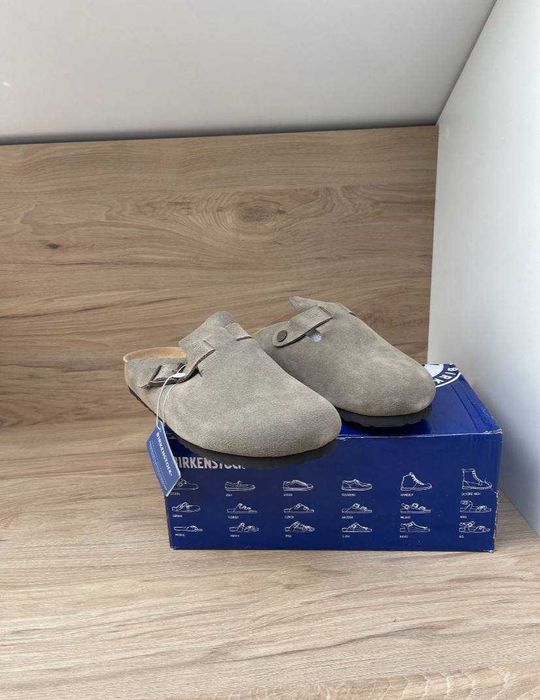 Тапки Birkenstock Boston Beige dark-beige біркеншток бостон унісекс