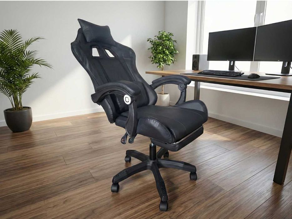 FOTEL GAMINGOWY Ergonomiczny Podnóżek Krzesło Biurowe Obrotowe