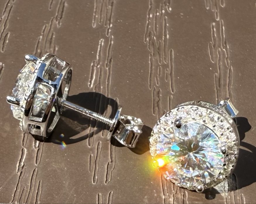 3 ct пусеты гвозди с резьбой с бриллианиами муассанитами серебрянные