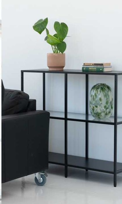 VITTSJÖ Regał ikea czarny szkło 100x93 cm