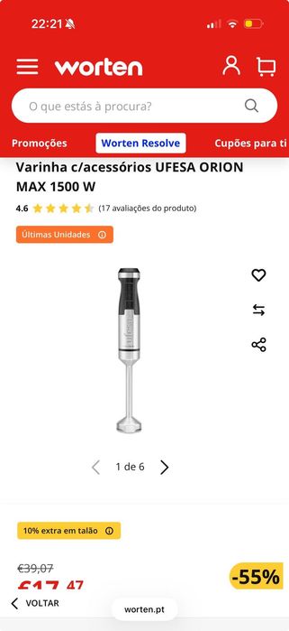 Acessórios Ufesa Orion 1500w