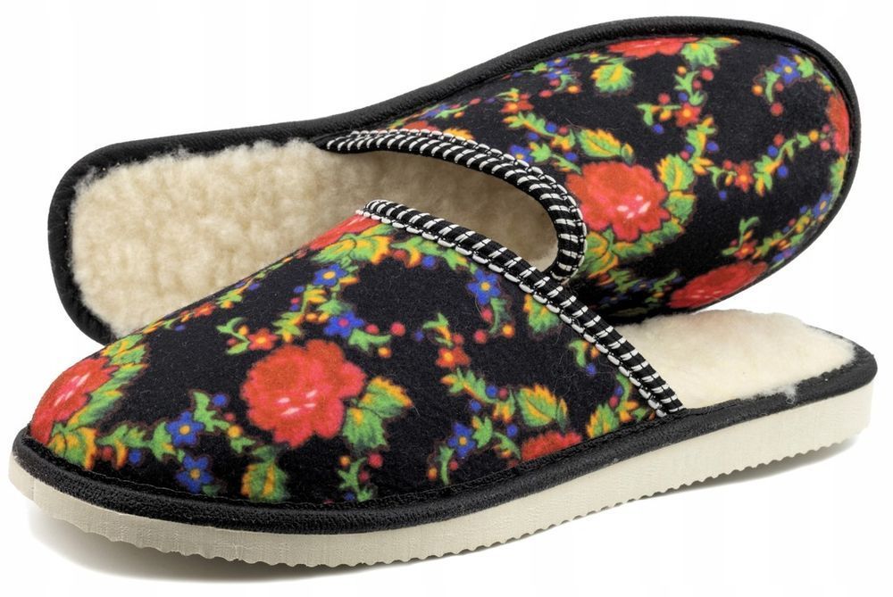 Ciepłe Pantofle Damskie Filcowe Kapcie Góralskie 35-41