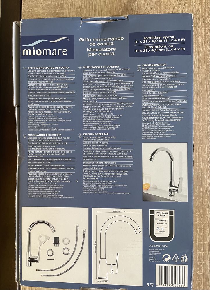 Miomare grifo monomando cocina sale